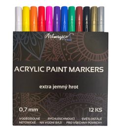 Artmagico Akrylové fixy Extra jemný hrot 0,7 mm - 12 barev