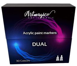 Akrylové fixy DUAL s dvoma hrotmi - 30 farieb