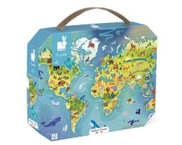 Janod Puzzle Mapa světa v kufříku - 100 dílků