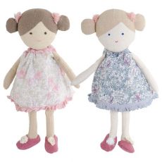 Látková bábika Lulu - ružové kvetinové šaty - 0 ks