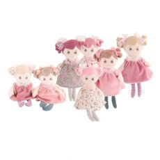 Látková bábika Summer girl - svetlo ružové zamatové šaty - 0 ks