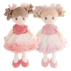 Látková bábika Petronella - svetloružové šaty - 0 ks