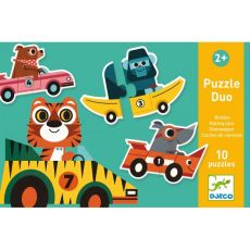 Duo puzzle Pretekárske autá so zvieratkami - 0 ks