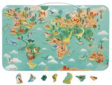 Drevená magnetická mapa sveta Dinosaury - 0 ks