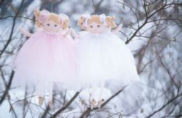 Látková bábika anjel Snowlakes angel - ružové šaty - 0 ks