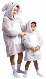 Hrejivá televízna mikinová deka s kapucňou pre deti 3-6 rokov - Králik