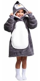 Noxxiez Hřejivá televizní mikinová deka s kapucí pro děti 3-6 let - Tučňák