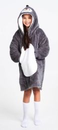 Hrejivá televízna mikinová deka s kapucňou pre deti 7-12 rokov - Tučniak