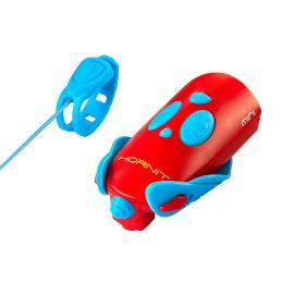 Zábavná húkačka - klaksón a svetlo na bicykel - červenomodrá