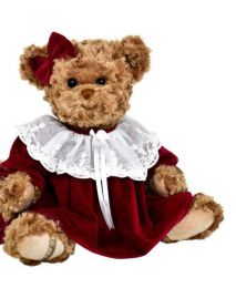 Plyšový medveď Lovely Daughter Nora - červenobiele šaty
