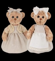 Plyšový medveď Pretty Margareta v šatách s bielou zásterkou - 0 ks