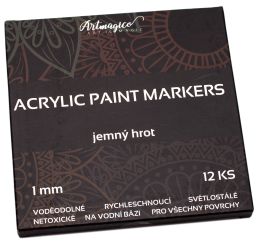 Akrylové fixky Jemný hrot 1 mm - 12 farieb