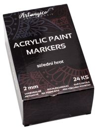 Akrylové fixy Stredný hrot 2 mm - 24 farieb