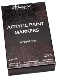 Akrylové fixy Stredný hrot 2 mm - 12 farieb