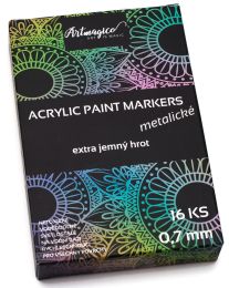 Akrylové fixky Extra jemný hrot 0,7 mm - metalické 16 farieb