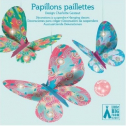 Djeco Papírové tvoření - dekorace k zavěšení Třpytiví létající motýlci