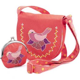 Djeco Dětská kabelka a peněženka Růžová holubice