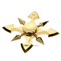 Fidget Spinner osemramenný - antistresová hračka - kovový, zlatý - 1 ks