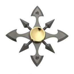 Fidget Spinner osemramenný - antistresová hračka - kovový, šedo-zlatý