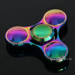 Fidget Spinner kovový hladký - antistresová hračka - dúhový - 1 ks