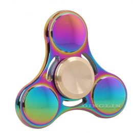 Fidget Spinner kovový hladký - antistresová hračka - dúhový