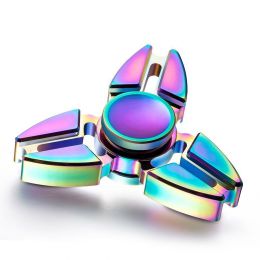 Fidget Spinner kovový trojuholníkový - antistresová hračka - dúhový