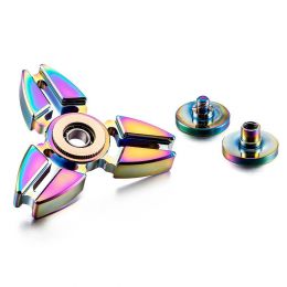 Fidget Spinner kovový trojuholníkový - antistresová hračka - dúhový