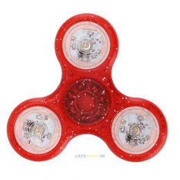 Fidget Spinner LED - antistresová hračka - trblietavý červený - 1 ks