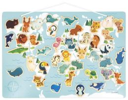 Drevená magnetická mapa sveta Zvieratká - 0 ks