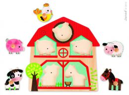 Vkladacie drevené puzzle so zvukom Zvieratká z farmy