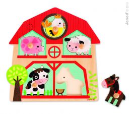 Vkladacie drevené puzzle so zvukom Zvieratká z farmy