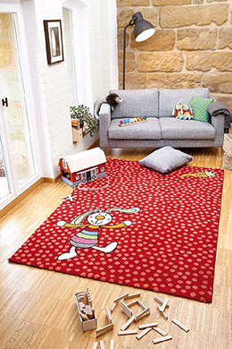 Detský koberec Rainbow Rabbit 2 SK-0523-02 červený