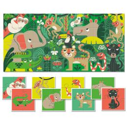 Obojstranné puzzle pre najmenších - Zvieratká z džungle