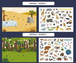 Príbehový set sa znovupoužitelnými samolepkami - Zvieratá