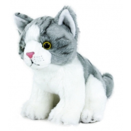 Plyšová mačka šedo-biela, stredná - 0 ks