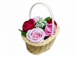 Mydlové kvety ruže v košíku, 5 ks
