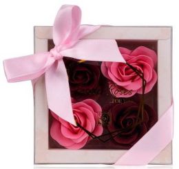 Mydlové kvety ruže v darčekovej krabičke, 4 ks ruží