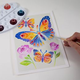 Akvarelové maľovanie - Motýle a kvety