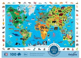 Vyhľadávacie puzzle Mapa sveta so zvieratami